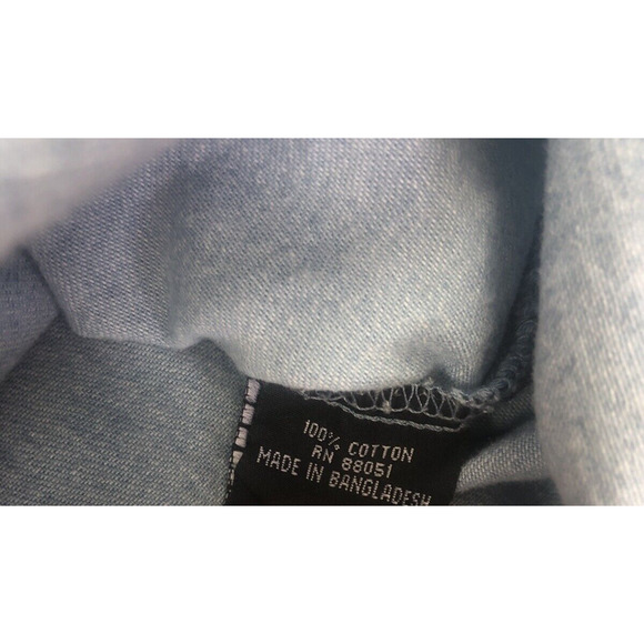 Vintage 90s Tri Mountain Men's Washed Denim Shirt XL Long Sleeve Button Up Blue - Picture 10 of 16